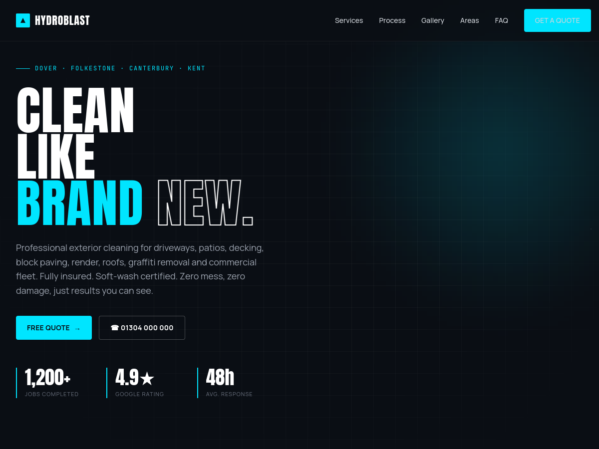 HydroBlast Pressure Washing website preview